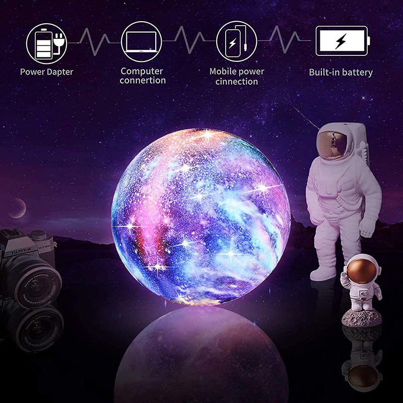 3D Moon Galaxy Lamp - 16 Colors, Touch & Remote Control