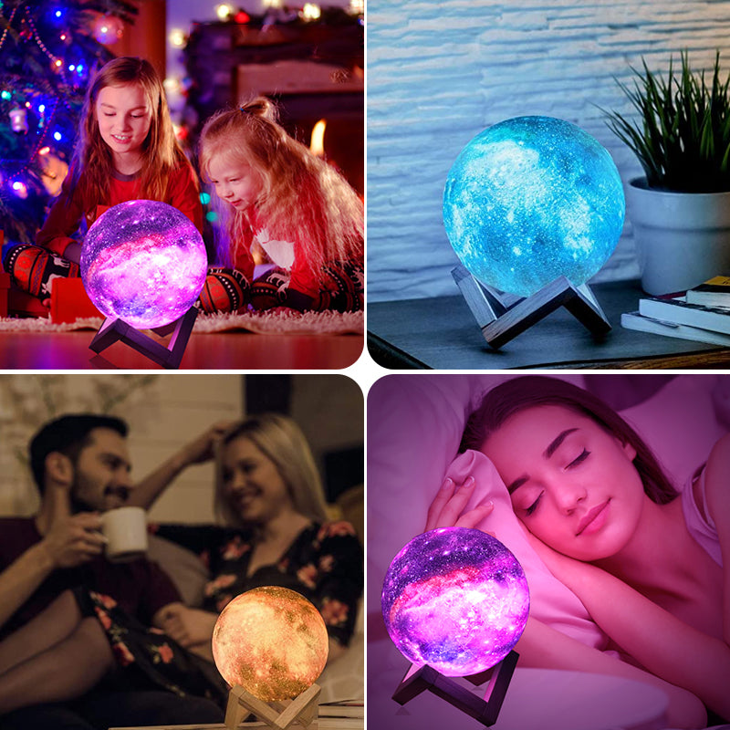 3D Moon Galaxy Lamp - 16 Colors, Touch & Remote Control