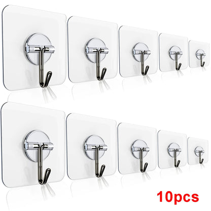 Self-Adhesive Wall Hooks - Transparent & Strong 10/1Pcs