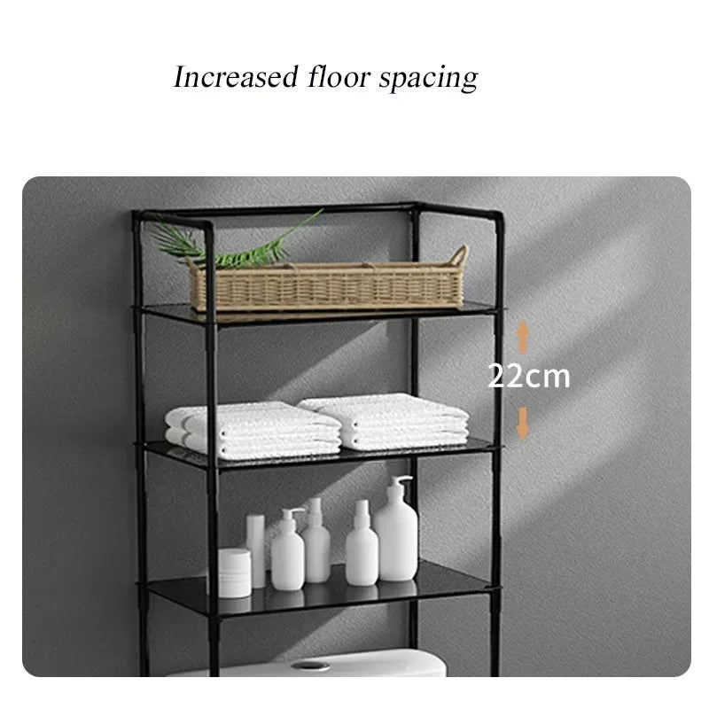 Over-the-Toilet Storage Rack: Punch-Free, 3-Layer Shelf