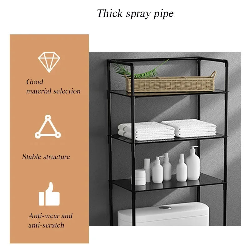 Over-the-Toilet Storage Rack: Punch-Free, 3-Layer Shelf