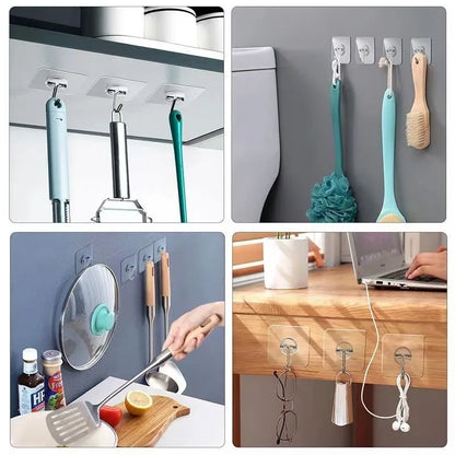 Self-Adhesive Wall Hooks - Transparent & Strong 10/1Pcs