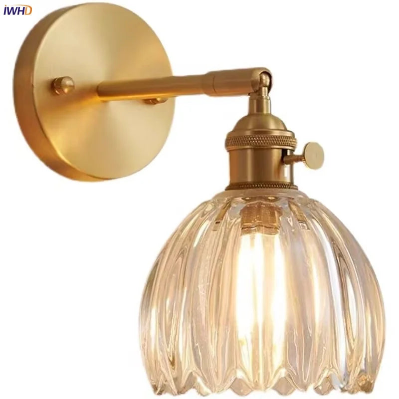 Clear Glass LED Wall Sconce - Nordic Style, Knob Switch