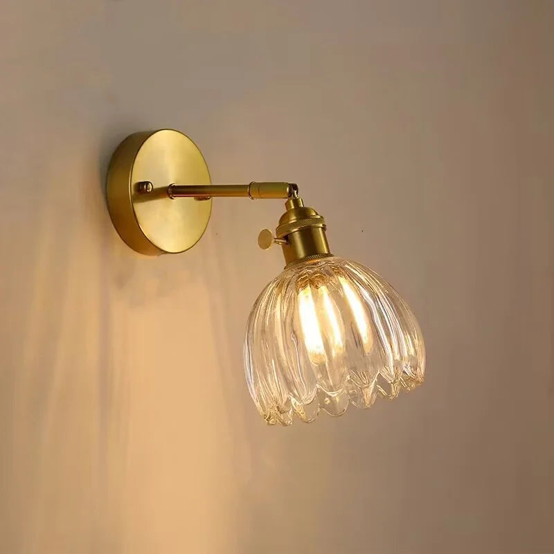 Clear Glass LED Wall Sconce - Nordic Style, Knob Switch