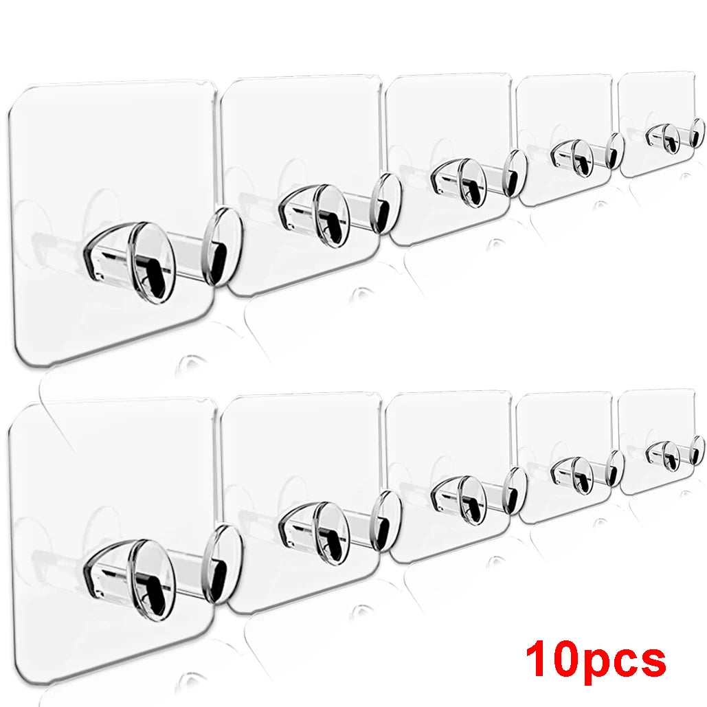 Self-Adhesive Wall Hooks - Transparent & Strong 10/1Pcs