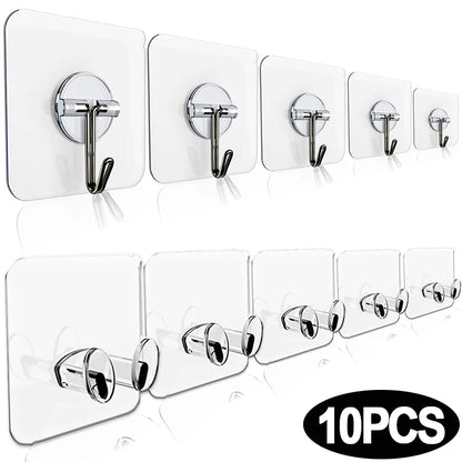 Self-Adhesive Wall Hooks - Transparent & Strong 10/1Pcs