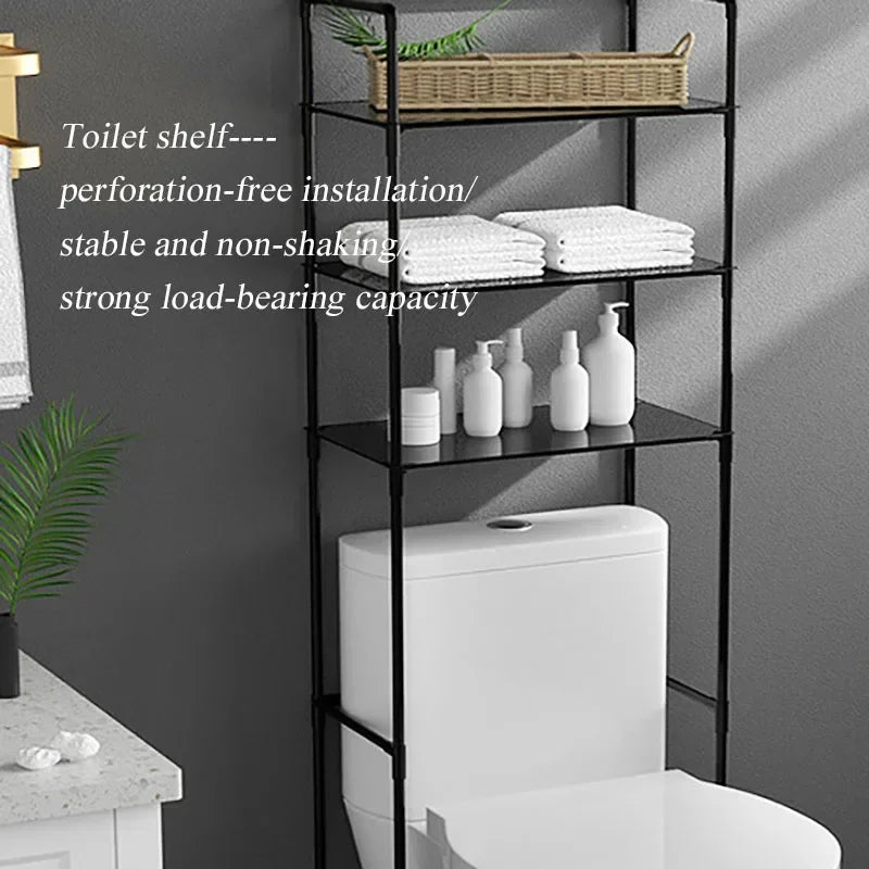 Over-the-Toilet Storage Rack: Punch-Free, 3-Layer Shelf