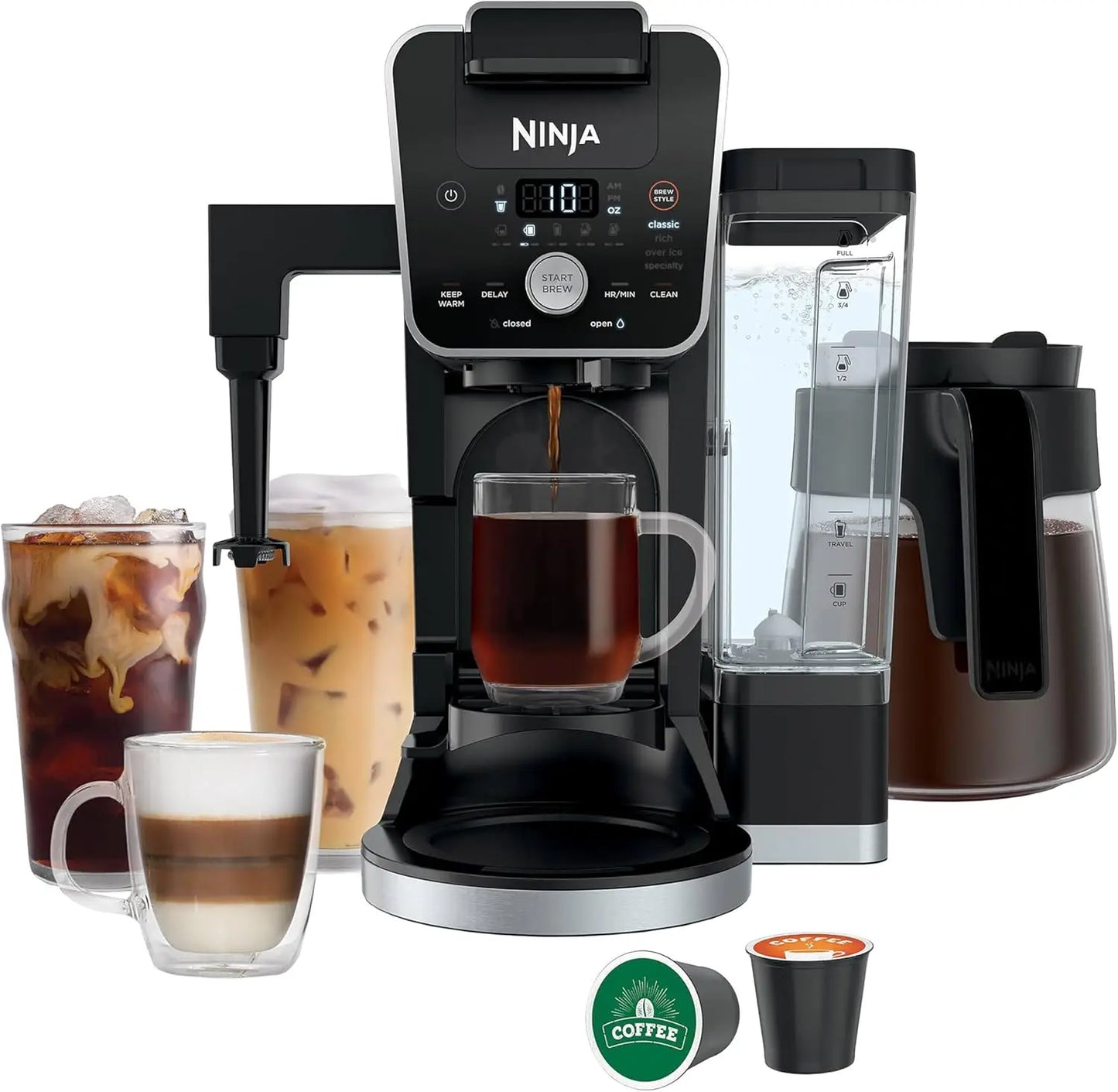 14-Cup Dual Brew Coffee Maker: Pods & Grounds, Built-In Frother